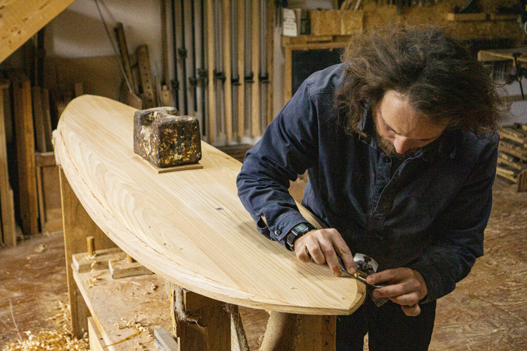 Shaping a sustainable, hollow wooden Otter surfboard