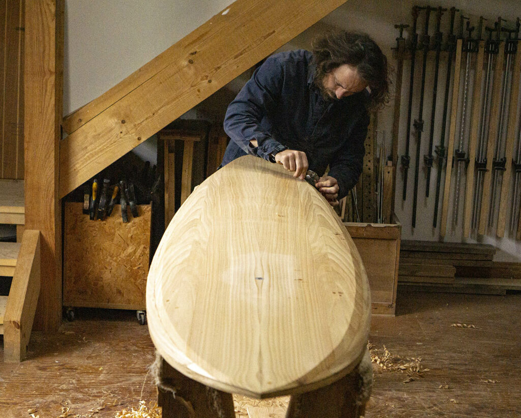 Shaping a sustainable, hollow wooden Otter surfboard