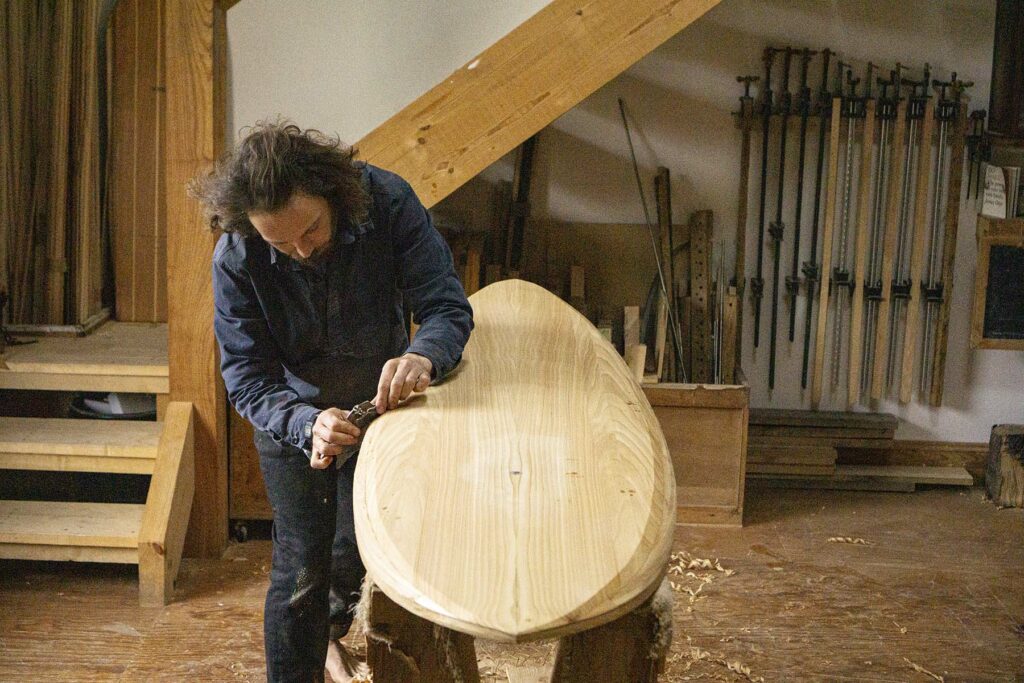Shaping a sustainable, hollow wooden Otter surfboard