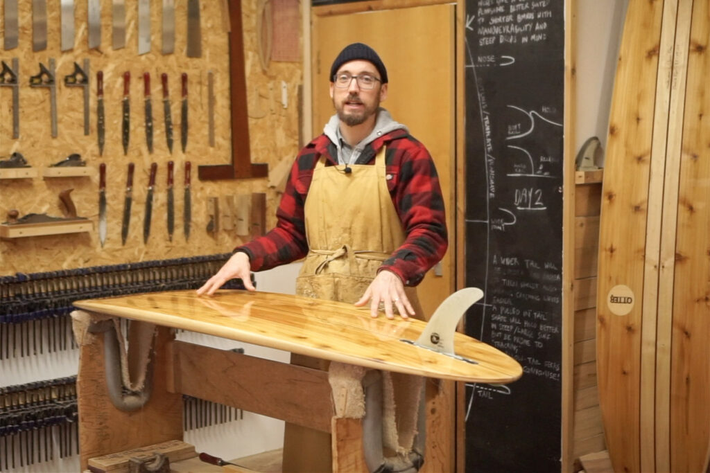 Otter sustainable, hollow wooden surfboard