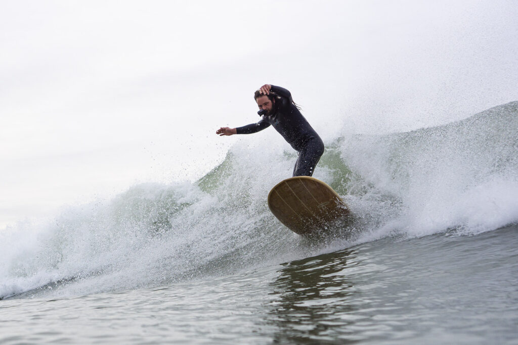 Sustainable, hollow wooden surfboard by Otter Surfboards