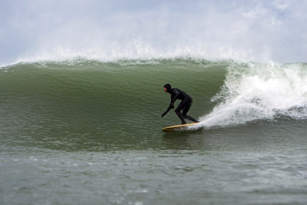 Sustainable, hollow wooden surfboard by Otter Surfboards