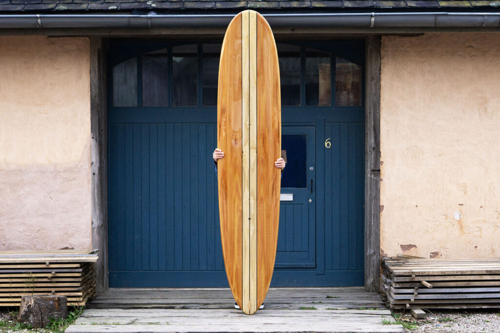 Otter Wooden Surfboard Workshop Hugo Wicket Longboard Blue Doors Deck