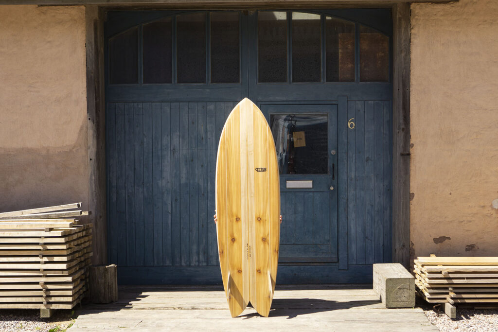 Sustainable, hollow wooden surfboard by Otter Surfboards