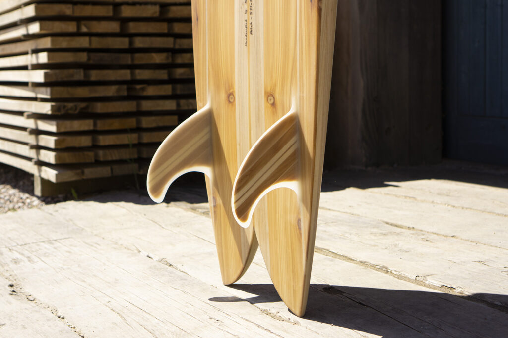 Sustainable, hollow wooden surfboard by Otter Surfboards