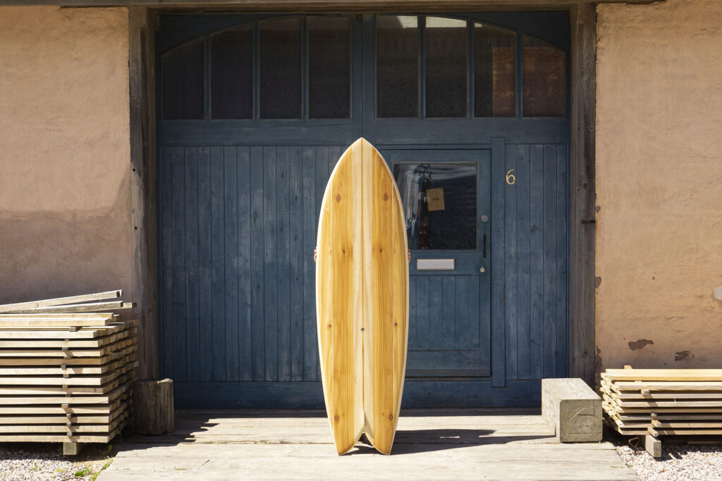 Sustainable, hollow wooden surfboard by Otter Surfboards