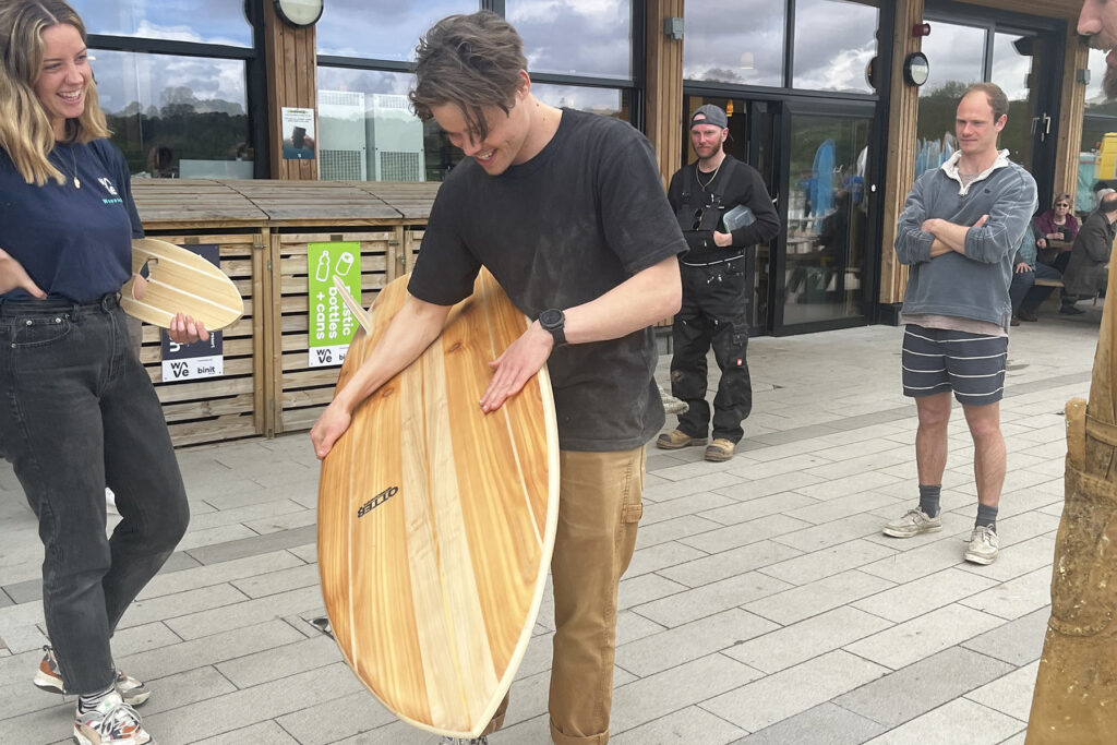 Sustainable, hollow wooden surfboard by Otter Surfboards