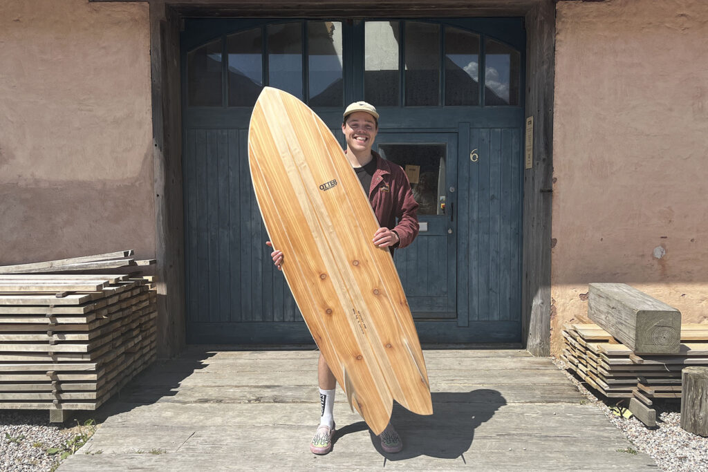 Sustainable, hollow wooden surfboard by Otter Surfboards