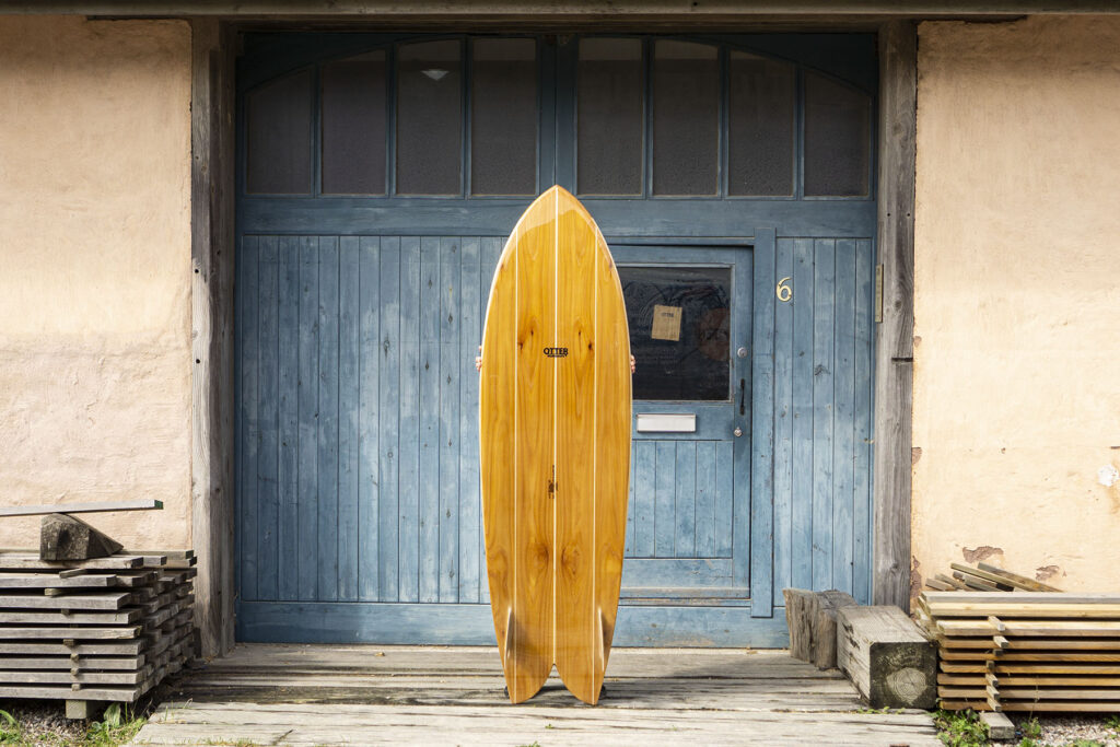 Sustainable, hollow wooden surfboard by Otter Surfboards 6'4 Woodburner