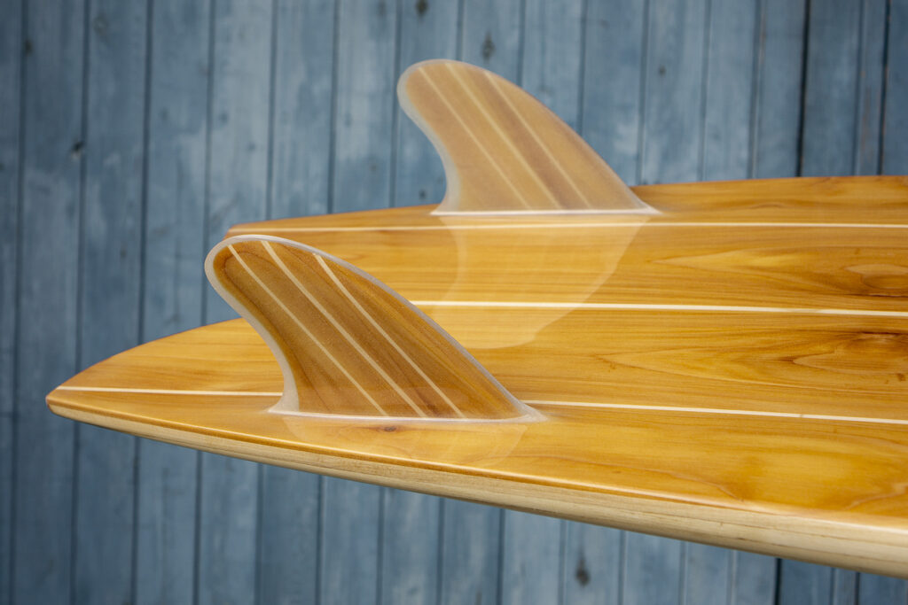 Sustainable, hollow wooden surfboard by Otter Surfboards 6'4 Woodburner