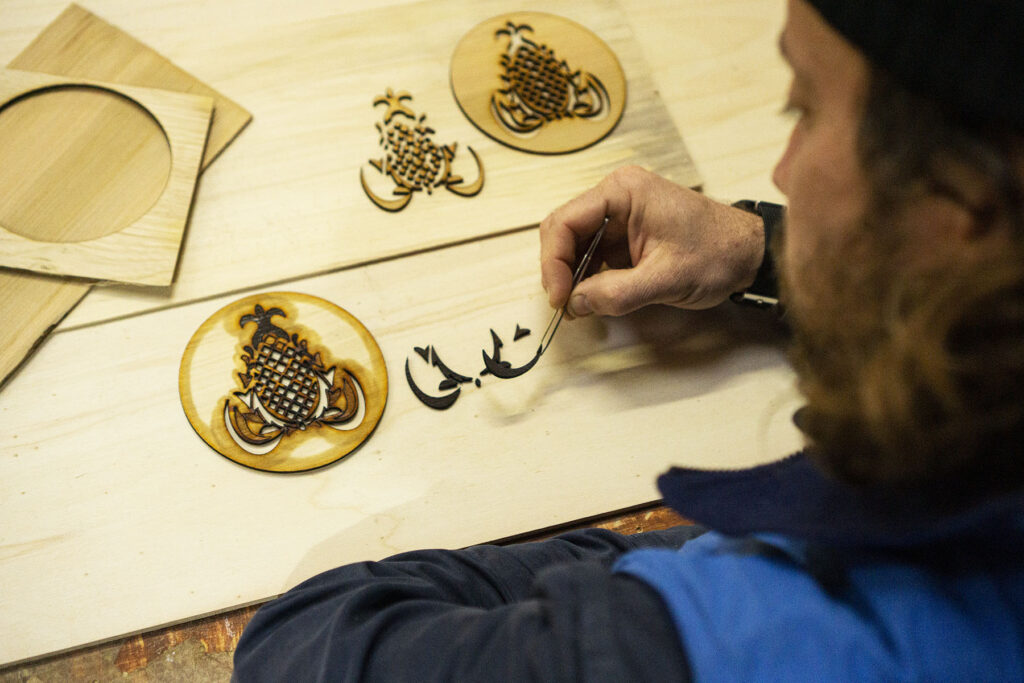 Customising a hollow wooden surfboard
