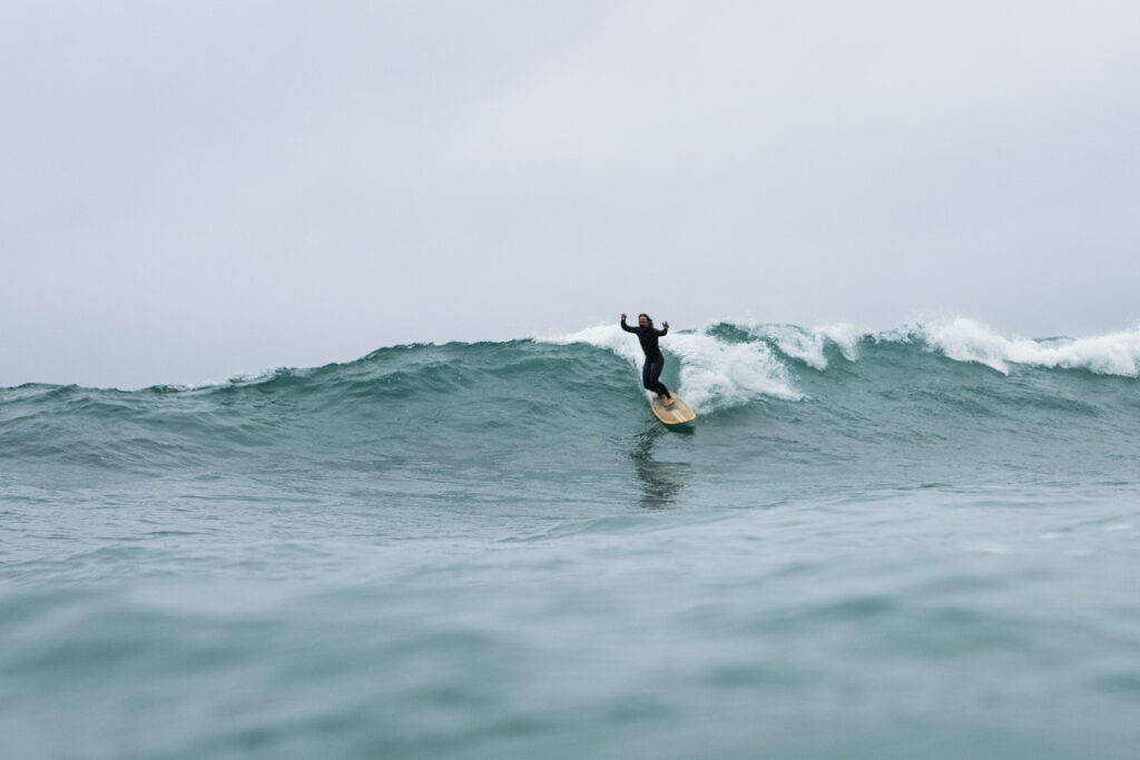 Hollow wooden surfboard by Otter Surfboards