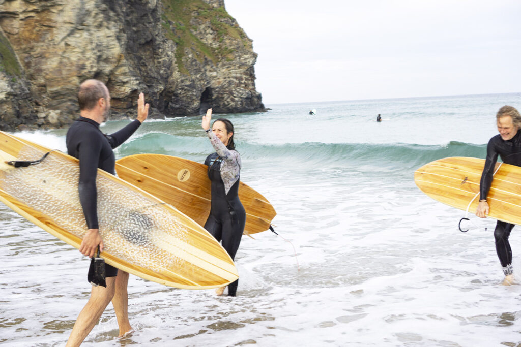 High fives on the beach