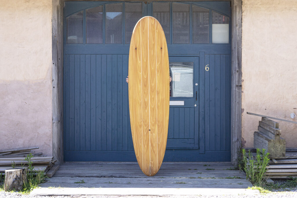 Hollow wooden surfboard by Otter Surfboards